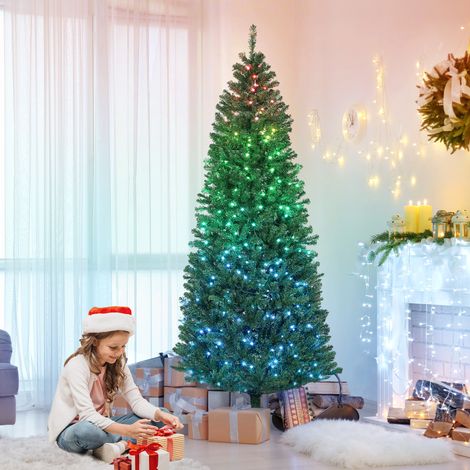 Sapin Noël artificiel 180 cm LED synchronisées télécommande 899 pointes vert pratique (1/5)