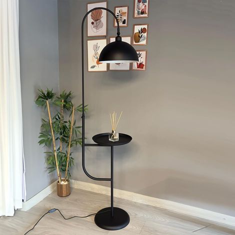 Lampadaire Gorkiede Métal Moderne E27 Largeur 37 cm Abat-jour Réglable Tablette Variateur