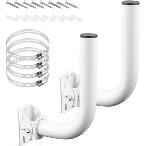 2pcs Supports de Pont Sans Fil Universels, Fer Support de Montage sur Poteau en J Réglable à 150 Degrés Support d'Antenne pour Pont Client CPE de Point d'Accès WiFi Point à Point Extérieur (1/5)