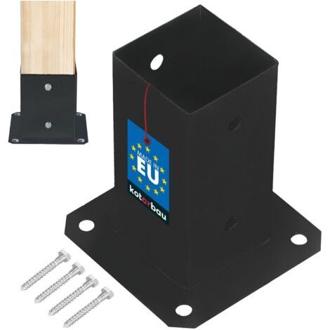 Support Poteau Bois - Acier Revêtu par Poudre - 70 x 70 mm - Noir - Pied de Poteau - Fixation Robuste - Résistant à la Corrosion-NANOTEH (1/5)