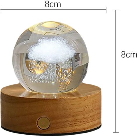 (A) Boule de cristal 3D de 6 cm, veilleuse planète en cristal, gravure laser, décoration astronomique (1/5)