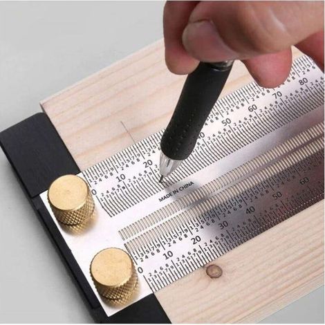 Hochpräzises Anreißwerkzeug für die Holzbearbeitung, Lineal (180 mm), Edelstahl, Linealstange (1/5)
