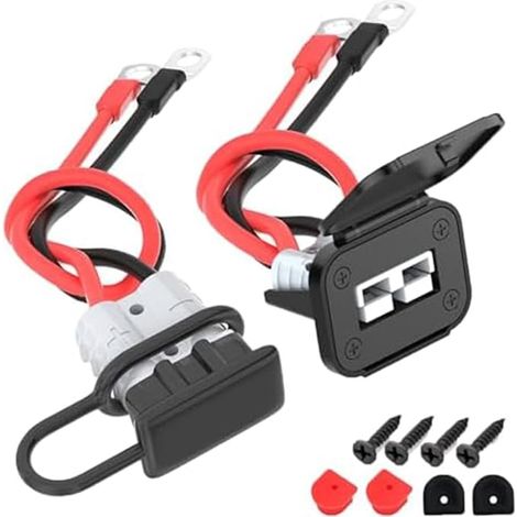 Conector de desconexión rápida de batería, cable de 50 A y 8 AWG para cabrestante de remolque tipo Anderson, RV, ATV, barco, vehículo, fuente de alimentación gris, roja, negra (1/5)