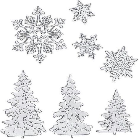 7-teiliges Set mit Stanzformen für Weihnachtsbäume und Schneeflocken zum Ausstanzen von Fotos für DIY-Scrapbooking