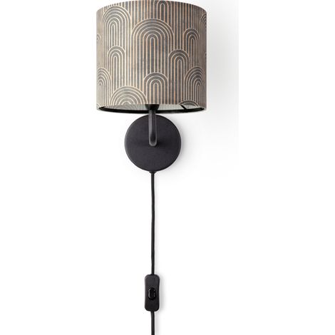 Paco Home Lampada Da Tavolo Comodino Paralume Tessuto Lampada Da Parete Soggiorno Vintage Lampada da parete - Nero, Design 9 (Ø18 cm) (1/4)