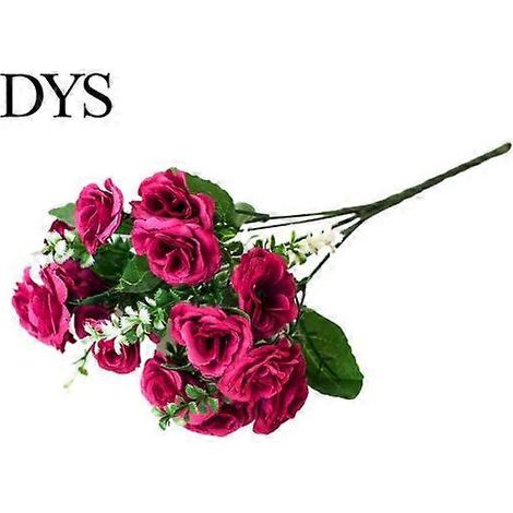 Bouquet de 1 rose artificielle ornementale sans arrosage, aux couleurs vives et éclatantes, pour embellir votre intérieur.rouge vin (1/5)