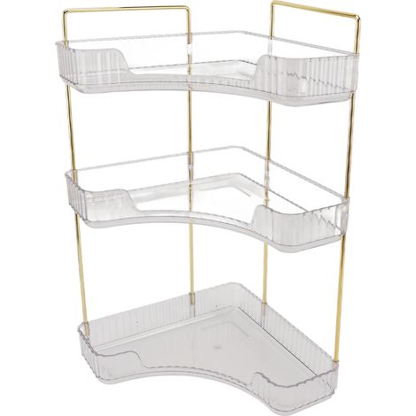 Étagère à maquillage à 3 niveaux, facile d'accès, esthétique, transparente, à poser sur le comptoir de la salle de bain. (1/5)