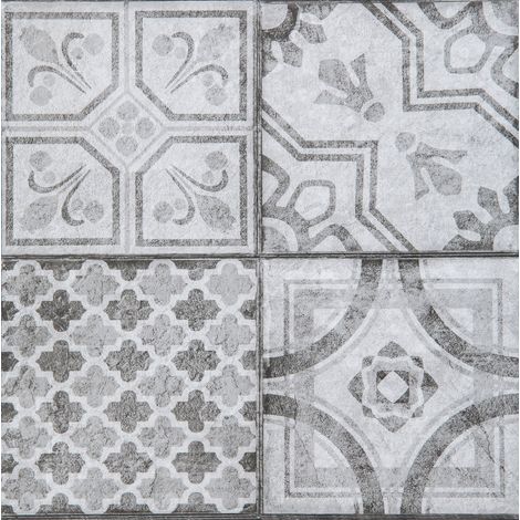 Selbstklebende Wandfliesen im marokkanischen Stil, Grau, 30,5 x 30,5 cm, Packung mit 6 - Access Deco