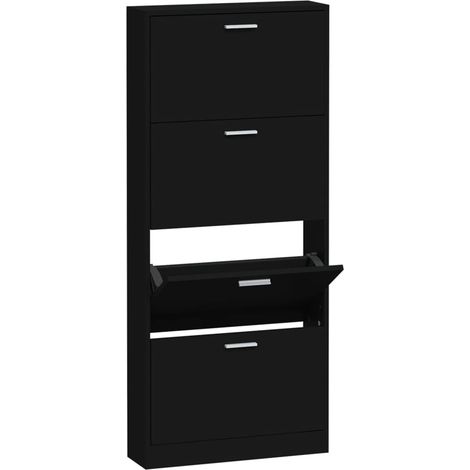 Meuble à chaussures,Armoire à chaussures Noir 59x17x150 cm Bois d'ingénierie CFW8394141 (1/5)