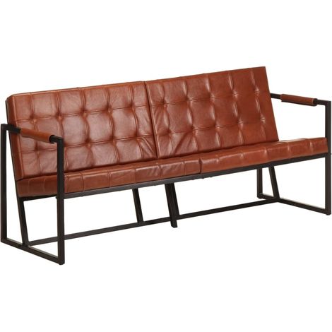 Canapé fixe 3 places Canapé scandinave Sofa Marron Cuir de chèvre véritable 38471 (1/5)