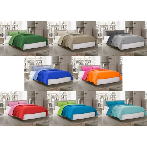 Sacco Copripiumino Bicolor Estate Inverno In 100% Cotone Tinta Unita Amici, misuraSingolocoloreOpale