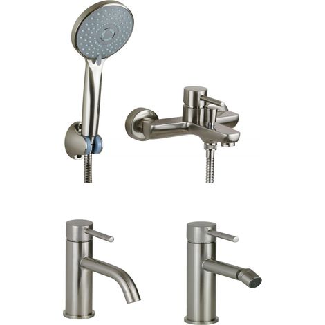 Pack de mezclador de baño de acero cepillado Pollini Jessy KITJES5NS (1/5)