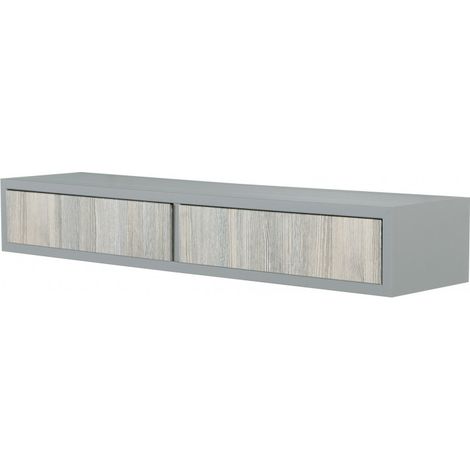 Étagère murale avec tiroir gris pierre – Dimensions 88,2 x 13,4 x 20 cm – Fixation invisible – Charge maximale 10 kg – Domino