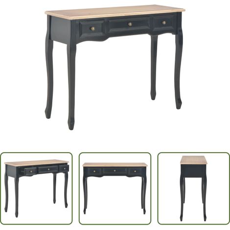 Tiroirs coulissants - Table de console et coiffeuse avec 3 tiroirs Noir (1/5)