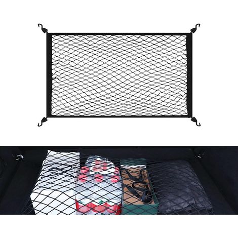 CCYKXA Filet de coffre, 60 x 40 cm, filet à bagages avec 4 crochets, filet de chargement élastique, organisateur de chargement, filet de rangement pour voitures, camions et SUV (1/5)