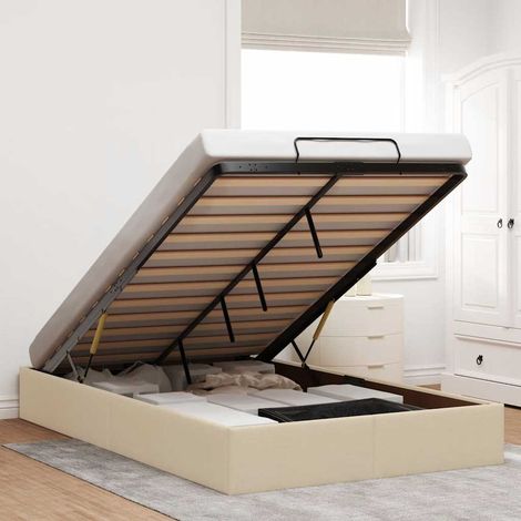 Estructura de cama otomana sin colchón tela crema 120x190 cm vidaXL