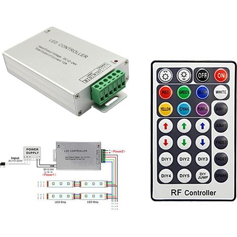 RF28 RGB LED-Streifen-Controller (12-24V) mit sieben Farben.