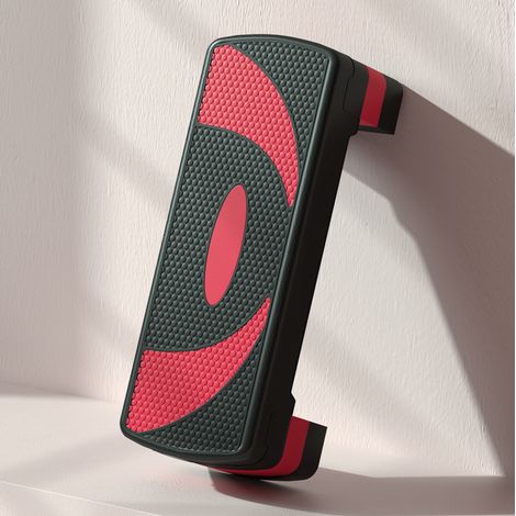 Step d'aérobic réglable 3 hauteurs 10/15/20 cm, charge jusqu'à 150 kg, noir et rouge OKMYHOME (1/5)