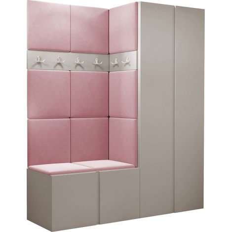Conjunto para recibidor Pinis III, Manila 09, 186x158x46cm, Aglomerado laminado, Tapiz, Colocada, Montada en la pared