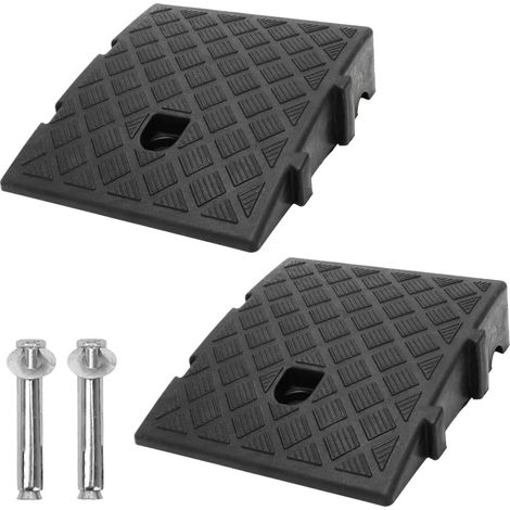 Lot de 2 Rampes de trottoir, Hauteur 7 cm, Plastique robuste, Antidérapant, Pour voiture et fauteuil roulant (1/5)