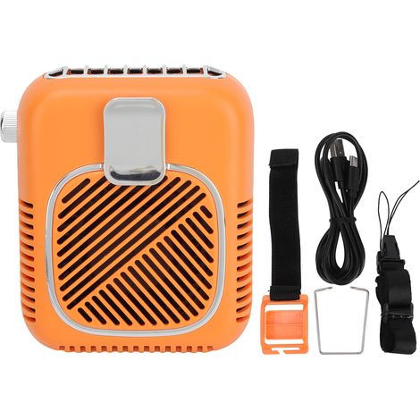 Ventilateur de Ceinture 2 en 1 avec Batterie 10000mAh - Ventilation Portable et Power Bank USB pour Bureau et Extérieur - Orange (1/5)