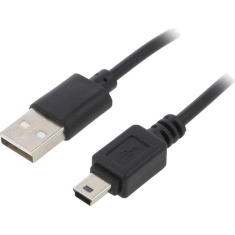 Cable- USB 2.0- USB A prise.USB B mini prise- nickele- 1.8m- noir