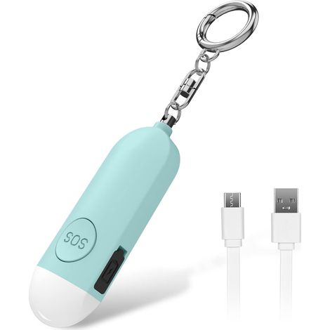 Mini despertador recargable de 130 dB con luz LED para mujeres, niños y ancianos, color azul. (1/5)