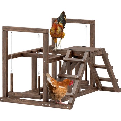 Pour 2 à 3 poules, perchoir en bois pour poulailler avec rampes, perchoirs panoramiques et balançoire (1/5)