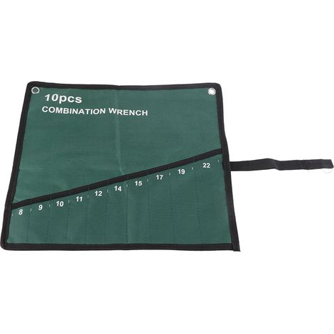 Trousse de rangement roulante en toile avec 10 poches, porte-outils pour clés plates, pinces et clés à molette (1/5)
