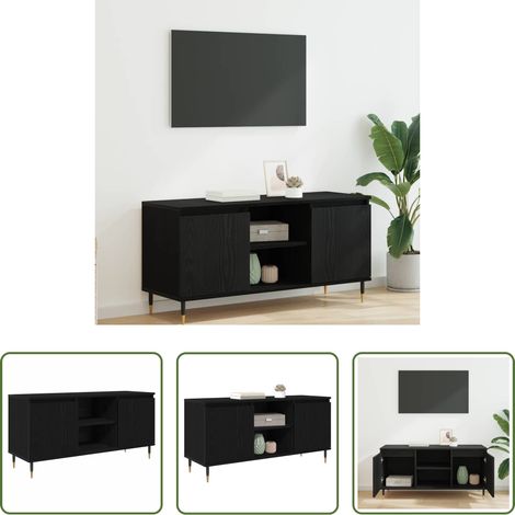 Wohnzimmer Möbel - TV-Schränk Schwarz Eichen-Optik 104 x 35 x 50 cm Holzwerkstoff (1/5)
