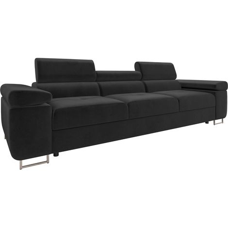 Mobilier1 – Canapé droit 3 places en tissu peluche – Dimensions 263x102x70cm – Pieds en métal – Ressorts Zig Zag pour confort durable (1/5)