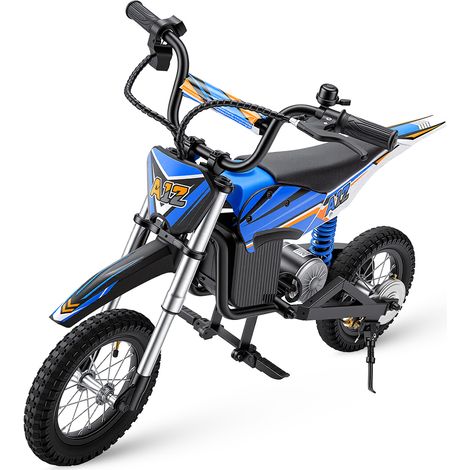 Moto Tout-Terrain Électrique pour Enfants iScooter A12 – 36V 4.5Ah, Moteur 350W, 3 Modes de Vitesse, Pneus Gonflables 12 Pouces, Frein à Disque Arrière, Amortisseurs Avant et Arrière(Bleu) (1/5)
