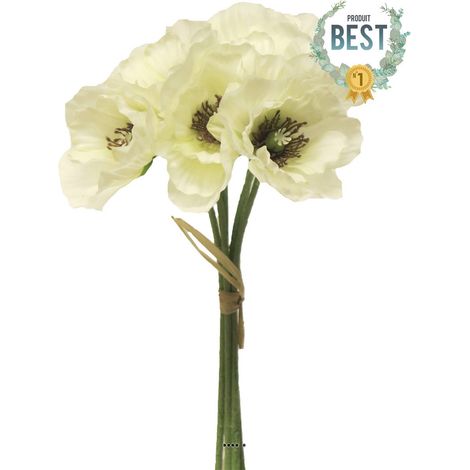 Bouquet de Pavot artificiel, H 29 cm Crème - BEST - couleur: Crème (1/3)