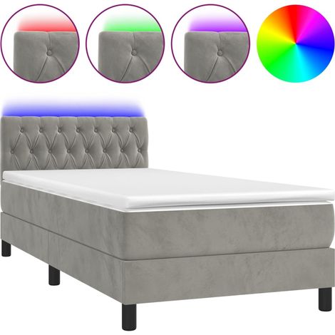 Maison Exclusive - Cama box spring colchón y LED terciopelo gris