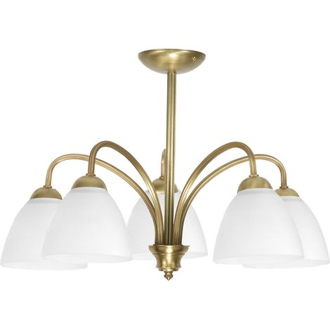 Lampadario a sospensione, lampada da soffitto, lampadario con paralume bianco, Marabel 13-380