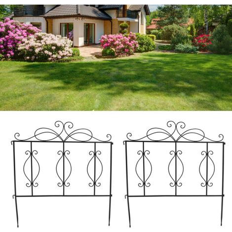 Rosvola 4er-Set dekorative Gartenzaunelemente (68 x 63 cm) für Blumenbeeteinfassungen, rostfreier Hundezaun für den Garten (1/5)