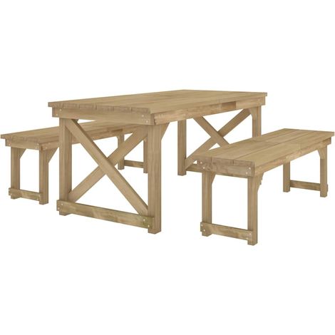 Set da Pranzo per Giardino 3 pz in Legno di Pino Impregnato vidaXL (1/4)