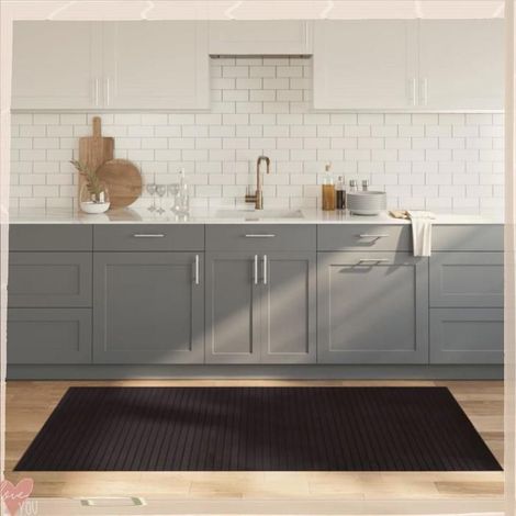 376809 Tapis rectangulaire marron foncé 100x200 cm bambou (1/5)