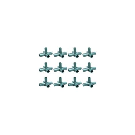 Confezione da 12 connettori in PVC a 5 vie da 16 mm per telai di serre resistenti - Crezuo
