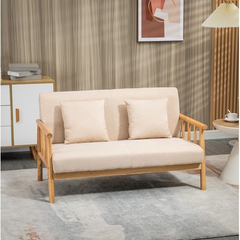 CHICFURN Divano 2 posti 123 x 69 x 74 cm beige, struttura in legno, per piccoli spazi (1/5)