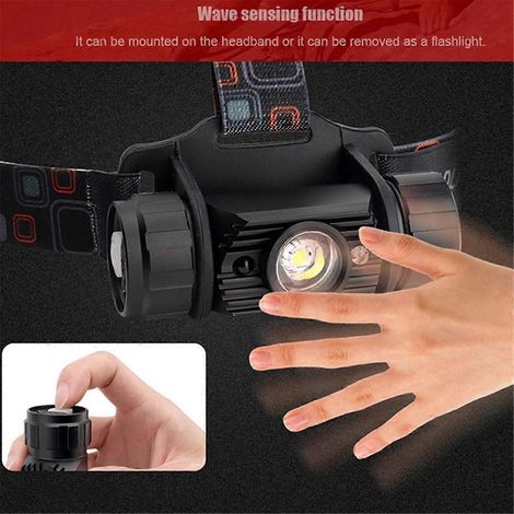 Wiederaufladbare LED-Scheinwerferlampe, verstellbare Stirnlampe mit Bewegungssensor