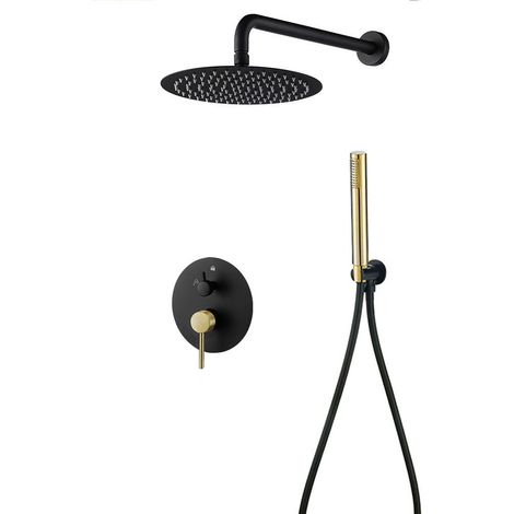 LLAVISAN L157604 OSLO Grifo Monomando Empotrada Pared Negro Mate Oro - ref: L157604 (1/2)