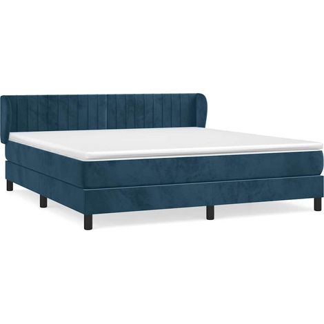 Maison Exclusive - Sommier à lattes de lit et matelas Bleu foncé 160x200cm Velours (1/5)