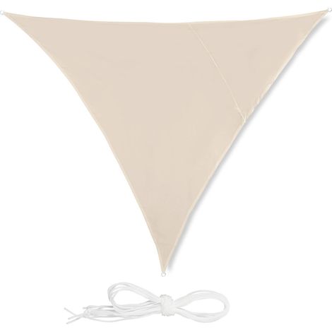relaxdays, Beige Tenda a Vela Triangolare, Idrorepellente, Anti UV, Corde di Supporto, Terrazza e Giardino, 3x3x3 m, 3 x 3 x 3 m (1/5)