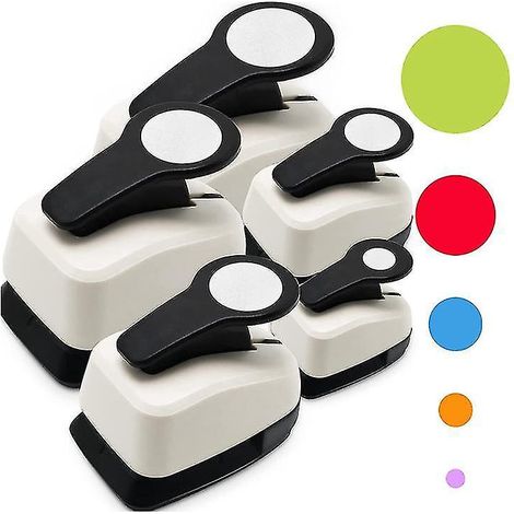 Perforatrice ronde, perforatrice à trous ronds, perforatrices rondes pour loisirs créatifs, perforatrice à papier ronde, lot de 5 de couleurs différentes (1/5)