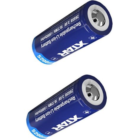 ..
.2 Batterie Xtar 26650 3.6V Li-ion 5200mAh avec protection BUTTON TOP.