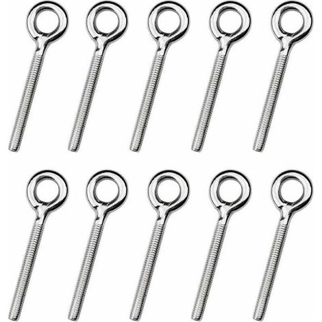 Lot de 25 boulons à œil M4 en acier inoxydable 304 – Longueur 53mm – Diamètre intérieur 11mm – Résistant à la corrosion (1/4)