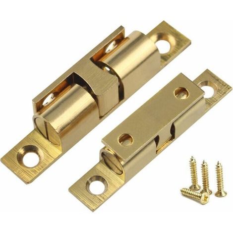 Laiton Double Loqueteau à Billes 70mm Rouleau Loquetaux Fermeture pour Placard Meubles Porte Armoire Loquet Serrure de Portiere (10Pcs)-