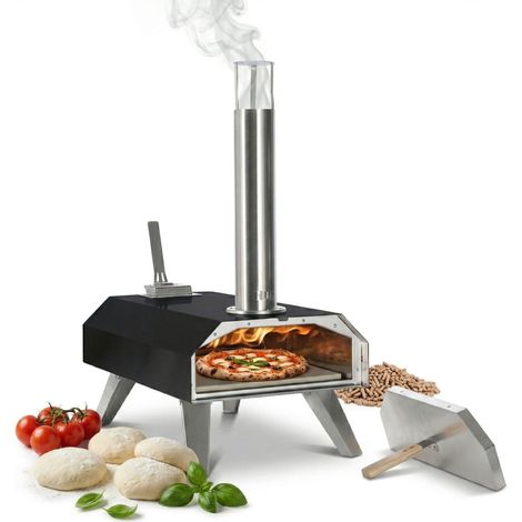 Tabletop Pellet Pizza Oven with Stone, Black/Silver (1/5)