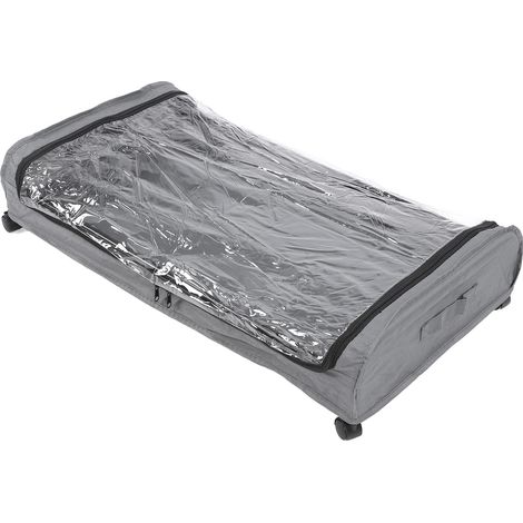 Rangement sous lit à roulettes avec couvercle transparent, conteneur de rangement mobile pour vêtements, chaussures et jouets. (1/5)